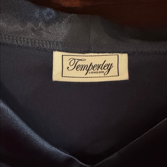 Temperley London Navy and Satin Collar Long Sleeve Artsy Preppy Blouse Top Large - Picture 4 of 5